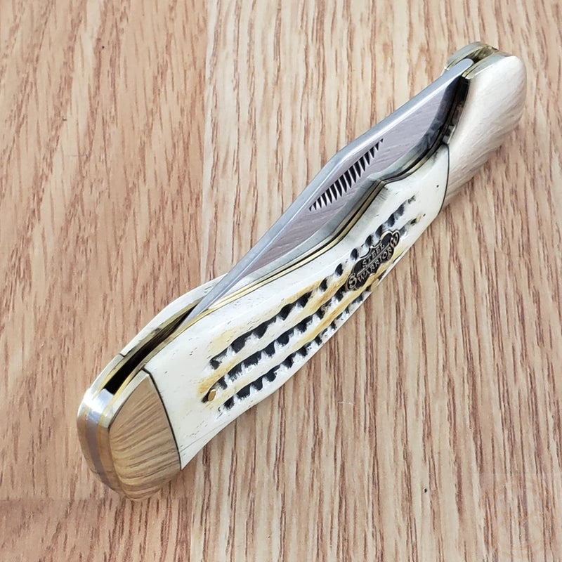 Frost Cutlery Choctaw Lockback Folding Knife 3.5" Stainless Blade Bone Handle