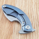 Bestech Strelit Framelock Folding Knife 2.13" Damascus Steel Blade Blue Titanium Handle