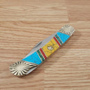 Frost Cutlery Folding Knife 4" Stainless Steel Blades Turquoise/Abalone Handle