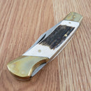 Schrade Lockback Folding Knife 3.75" Satin Stainless Steel Blade Stag Handle