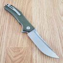 Bestech Knives Scimitar Folding Knife 3.75" D2 Tool Steel Blade Green G10 Handle