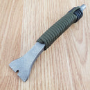 TOPS Pry Fixed Knife 5.75" Part Serrated 1095 Steel Blade Black Linen Micarta Handle
