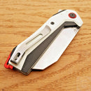 CJRB Tigris Linerlock Folding Knife 3.75" AR-RPM9 Steel Extended Tang Cleaver Style Blade Black And White G10 Handle 1919WH