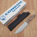 Condor Low Drag Fixed Knife 6.5" 1075HC Steel Full Blade Natural Micarta Handle