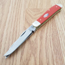 Case XX Mini Trapper Pocket Knife Carbon Steel Blades Red Smooth Synthetic Handle