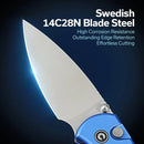 Civivi Qubit Folding Knife 3" 14C28N Sandvik Steel Blade Blue Aluminum Handle