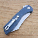 CJRB Kicker Recoil Lock Folding Knife 3.5" D2 Tool Steel Extended Tang Blade Blue-Gray Textured G10 Handle 1915BU
