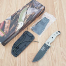 ESEE Model 5 Tactical Fixed Knife 5.25" Part Serrated 1095HC Steel Blade Canvas Micarta Handle 5STG