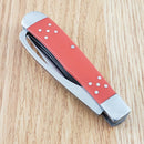 Cattleman's Cutlery Pocket Knife 3Cr13 Steel Blades Red Delrin/Stainless Handle