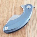 Bestech Strelit Framelock Folding Knife 2.13" Damascus Steel Blade Blue Titanium Handle