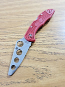 Spyderco Delica 4 Trainer Knife 2.75" UNSHARPENED AUS6 Steel Blade Red FRN Handle