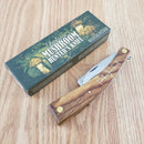 Rough Ryder Mushroom Folding Pocket Knife 440A Steel Blade Brown Wood Handle