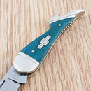 Rough Ryder Small Leg Folding Knife Stainless Blade Blue Smooth Bone Handle