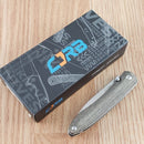 CJRB Ria Linerlock Folding Knife 3" AR-RPM9 Stainless Blade Green Canvas Handle
