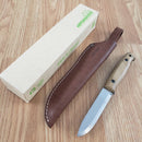 BPS Knives Camping Fixed Knife 4.25" Scandi Grind 1066 Carbon Steel Full Tang Blade Walnut Handle