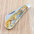 Rough Ryder Half Hawk Cinnamon Folding Knife Carbon Steel Blade Stag Bone Handle