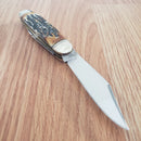 Rough Ryder Cattleman Pocket Knife Carbon Steel Blades Cinnamon Bone Stag Handle