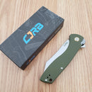 CJRB Kicker Recoil Lock Folding Knife 3.5" D2 Tool Steel Blade Green G10 Handle