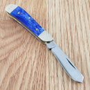 Frost Cutlery Dog Leg Trapper Pocket Knife Stainless Blades Smooth Bone Handle