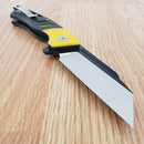 Bestech Knives Rockface Linerlock Folding Knife 3.75" D2 Tool Steel Blade Black And Yellow G10 Handle