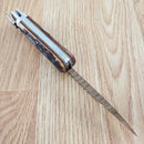 Marbles Bowie Folding Knife 4" Satin Stainless Blade Brown Jigged Bone Handle