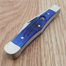 Frost Cutlery Coke Bottle Pocket Knife Stainless Steel Blades Blue Jigged Bone Handle