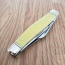 Rough Ryder Large Stockman Pocket Knife 440 Steel Blades Yellow Synthetic Handle