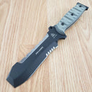 TOPS Pry Fixed Knife 5.75" Part Serrated 1095 Steel Blade Black Linen Micarta Handle