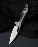 Bestech Knives Komodo Linerlock Folding Knife 3.38" D2 Tool Steel Blade Black / Tan G10 Handle