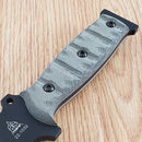 TOPS Pry Fixed Knife 5.75" Part Serrated 1095 Steel Blade Black Linen Micarta Handle