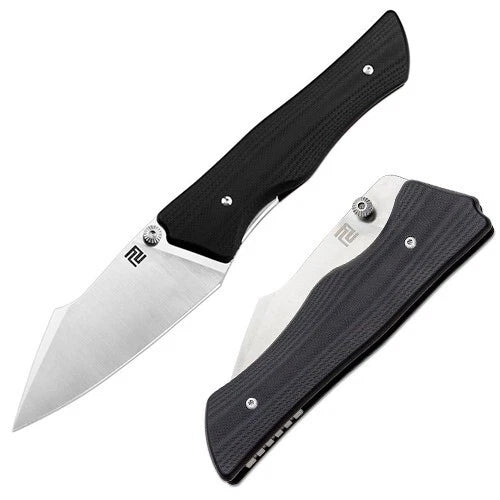 Artisan Ahab Folding Knife 3.31" Satin Finish AR-RPM9 Steel Blade Black G10 Handle