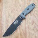 ESEE Model 4 Fixed Knife 4.5" Black Powder Coated 1095HC Steel Blade Micarta Handle 4PB