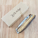 Elk Ridge Linerlock Folding Knife 3.25" 3Cr13 Steel Blade Zebra Wood Handle
