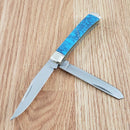 Rough Ryder Trapper Pocket Knife 440A Steel Blade Imitation Turquoise Handle