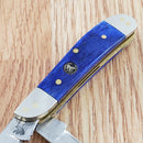Frost Cutlery Dog Leg Trapper Pocket Knife Stainless Blades Smooth Bone Handle