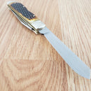 Rough Ryder Lockback Trapper Pocket Knife 440 Steel Blades Jigged Bone Handle