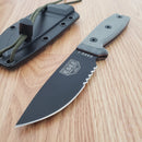 ESEE Model 3 Fixed Knife 3.75" Black Powder Coated Part Serrated 1095HC Steel Blade Micarta Handle 3SB