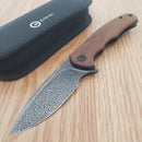 Civivi Mini Praxis Linerlock Folding Knife 3" Damascus Steel Blade Wood Handle