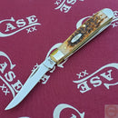 Case XX Cutlery Mini Trapper Pocket Knife Stainless Blades Amber Bone Handle