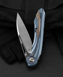 Bestech Knives WIBRA Frame Folding Knife 3.5" Bohler M390 Steel Blade Blue Anodized Titanium Handle
