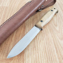 BPS Knives Camping Fixed Knife 4.25" Scandi Grind 1066 Carbon Steel Full Tang Blade Walnut Handle