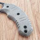 Bastinelli Creations Ligament Fixed Knife 2" Black PVD Coated Bohler M390 Steel Hawkbill Blade OD Green Canvas Micarta Handle
