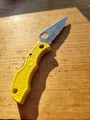 Spyderco Ladybug 3 Salt Knife 1.88" Serrated H2 Steel Blade Yellow FRN Handle