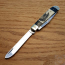 Frost Cutlery Trapper Pocket Knife Stainless Blades Buffalo Horn/Bone Handle