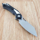 Bestech Knives Kasta Linerlock Folding Knife 3.5" 154CM Steel Blade Black And White G10 Handle
