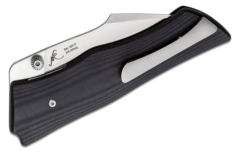 Artisan Ahab Folding Knife 3.31" Satin Finish AR-RPM9 Steel Blade Black G10 Handle