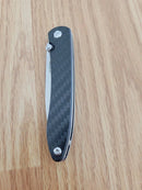 CJRB Ria Linerlock Folding Knife 3" 12C27 Sandvik Steel Blade Black Carbon Fiber Handle