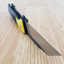 Bestech Knives Rockface Linerlock Folding Knife 3.75" D2 Tool Steel Blade Black And Yellow G10 Handle