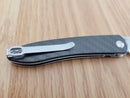 CJRB Ria Linerlock Folding Knife 3" 12C27 Sandvik Steel Blade Black Carbon Fiber Handle