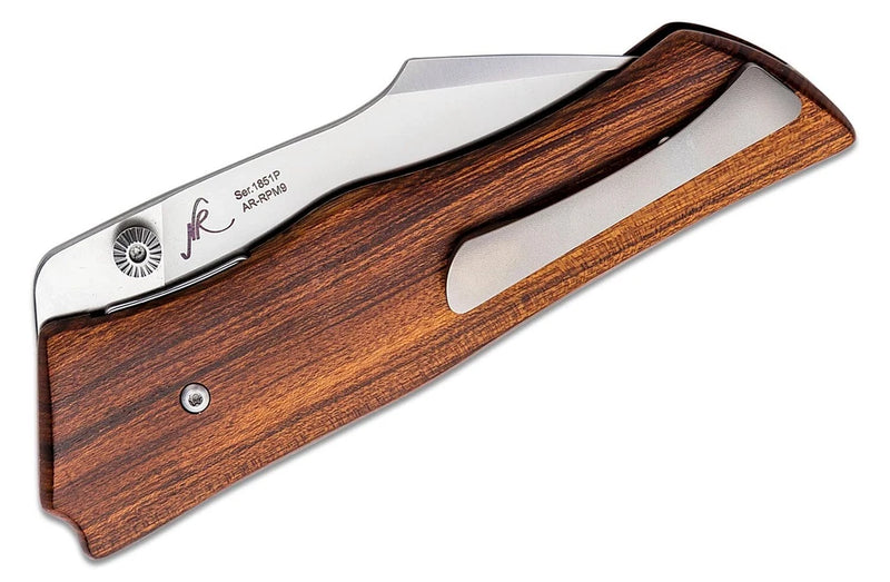 Artisan Ahab Folding Knife 3.31" Satin Finish AR-RPM9 Steel Blade Brown Wood Handle